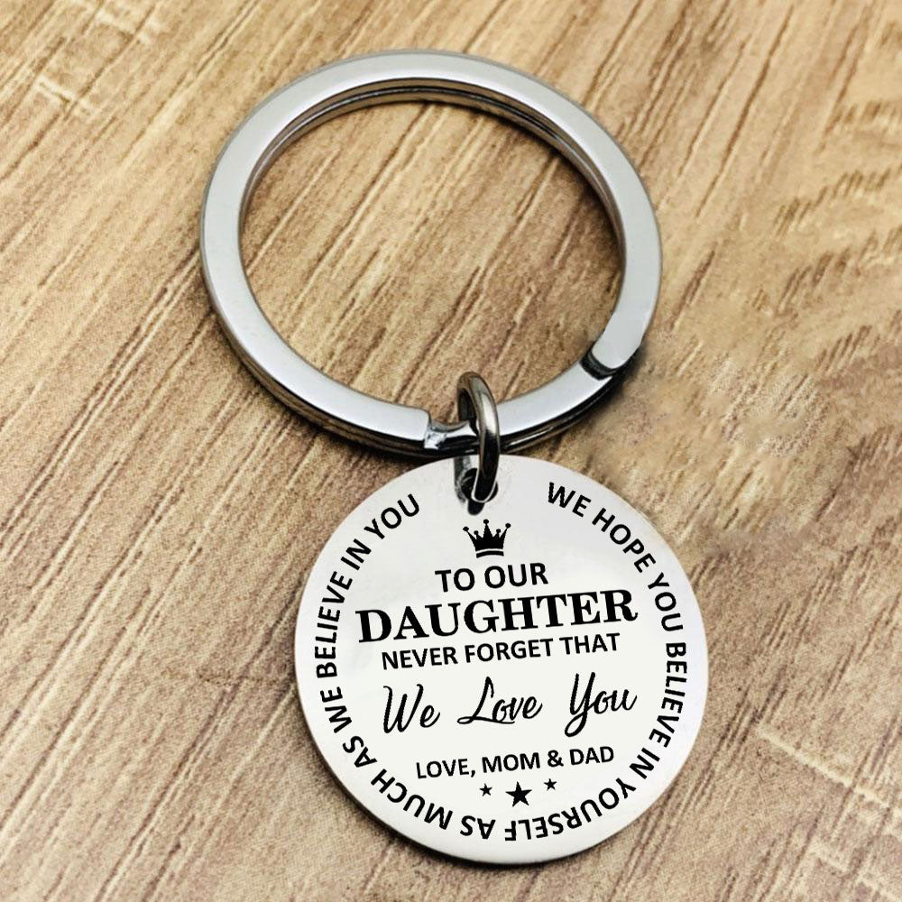 Mom & Dad To Daughter - Believe In Yourself Keychain Keychain GrindStyle