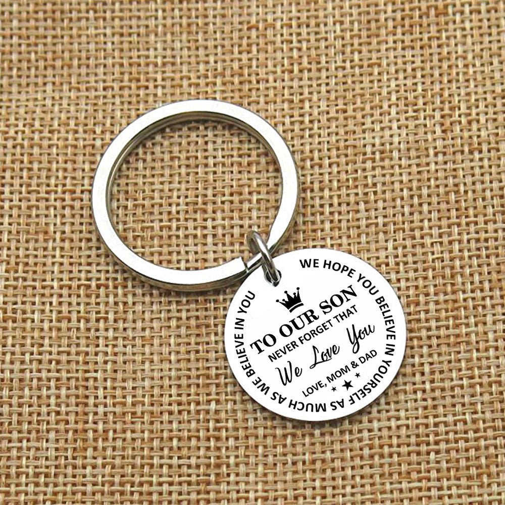 Mom & Dad To Son - Believe In Yourself Keychain Keychain GrindStyle