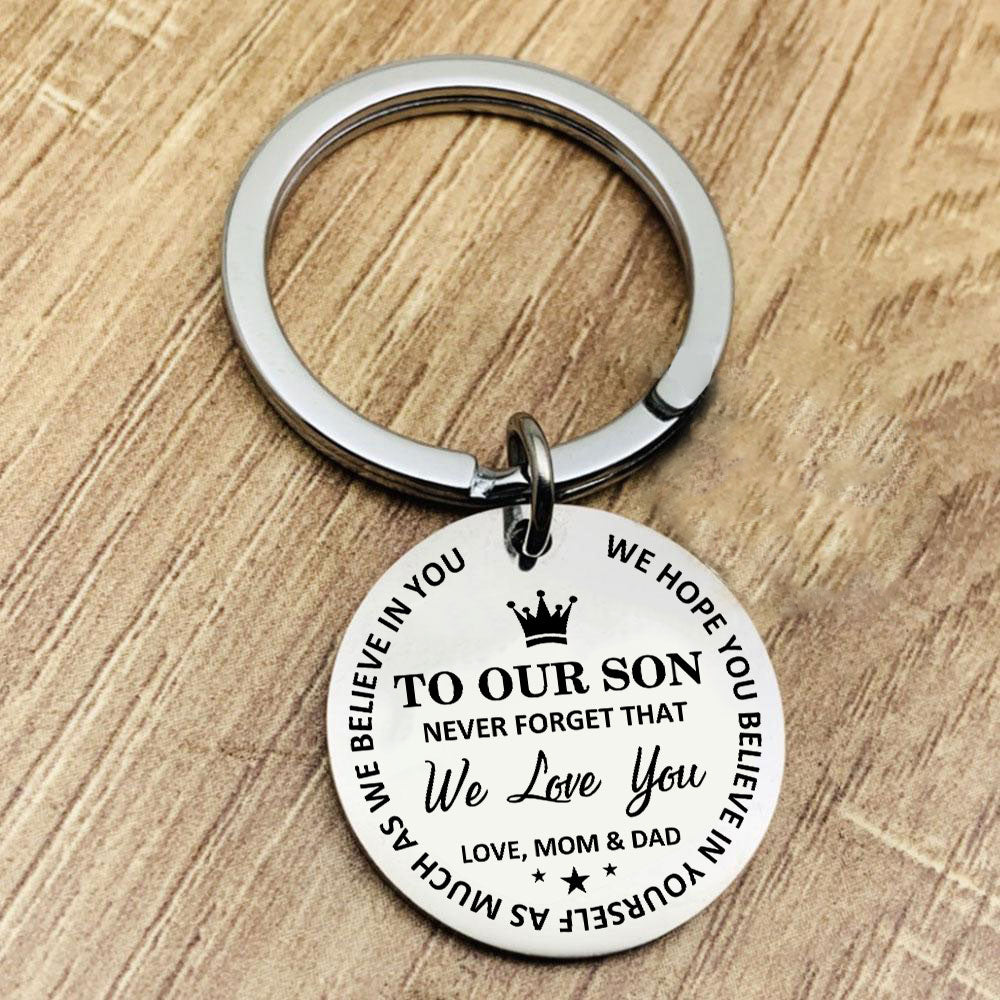 Mom & Dad To Son - Believe In Yourself Keychain Keychain GrindStyle
