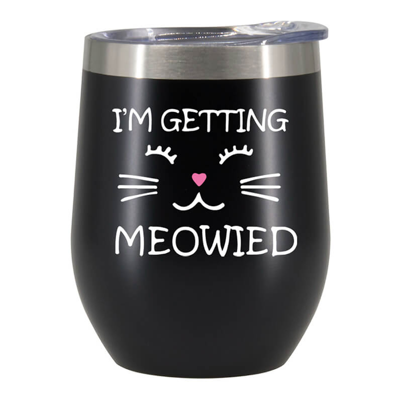 I'm Getting Meowied Wine Tumbler Tumblers GrindStyle Black