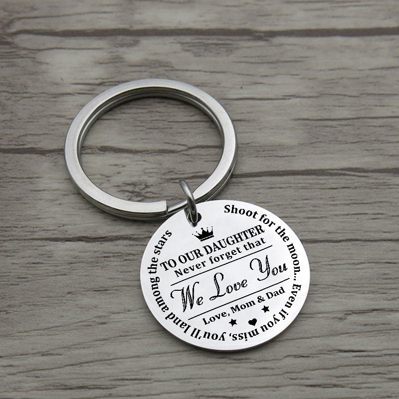 Shoot For The Moon Inspirational Keychain Keychain GrindStyle MOM & DAD TO SON