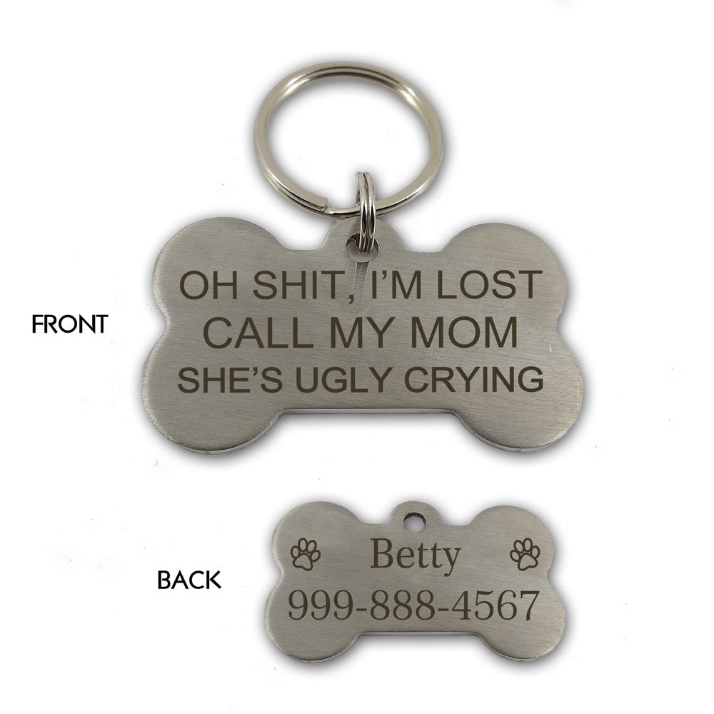 I'm Lost Call My Mom Personalized Pet Tag Pet Tag GrindStyle Silver L: 50mm x 28mm