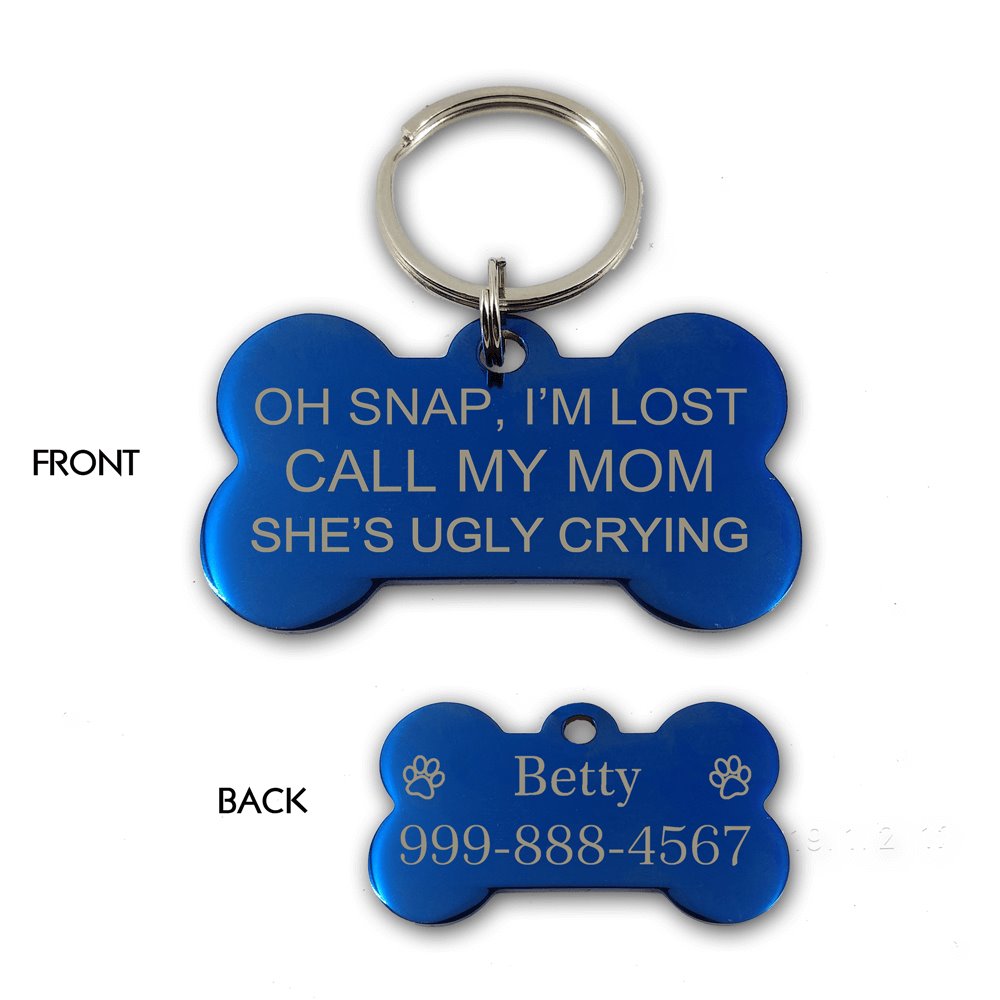 Oh Snap I'm Lost Call My Mom Pet Tag Pet Tag GrindStyle Blue L: 50mm x 28mm