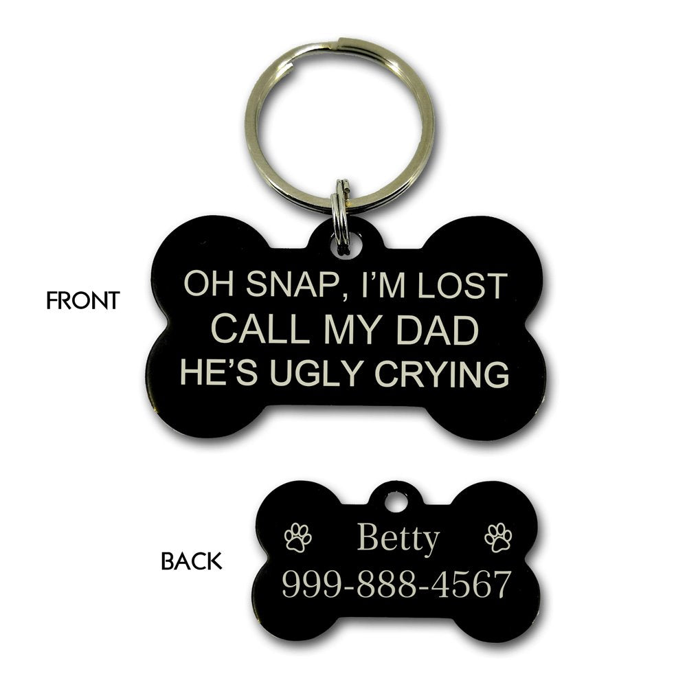 Oh Snap I'm Lost Call My Dad Pet Tag Pet Tag GrindStyle Black L: 50mm x 28mm