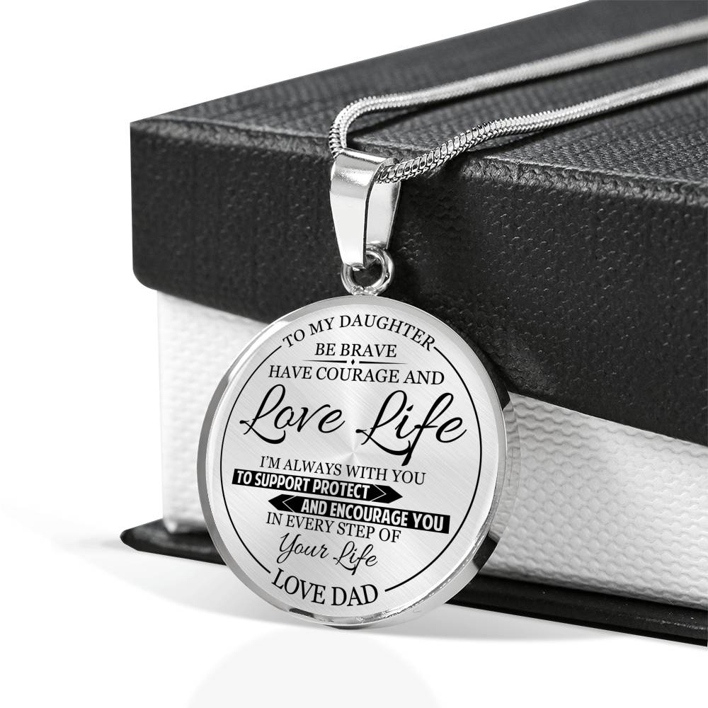 Dad To Daughter - Be Brave Jewelry ShineOn Fulfillment Luxury Necklace (Silver) No