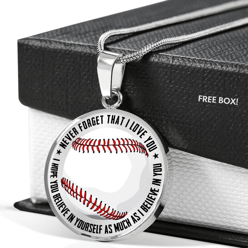 Baseball Necklace - Believe In Yourself Jewelry ShineOn Fulfillment Luxury Necklace (Silver) No 