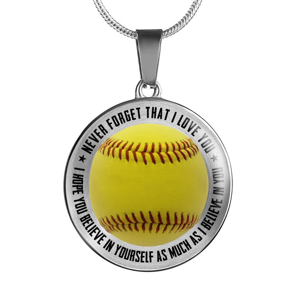 Softball Necklace - Believe In Yourself Jewelry ShineOn Fulfillment