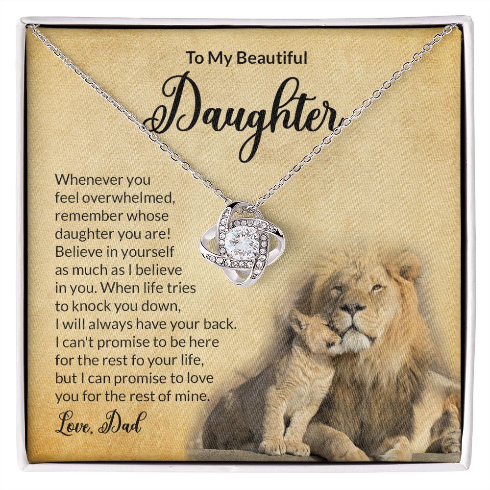 To My Daughter Believe In Yourself - Love Knot Necklace