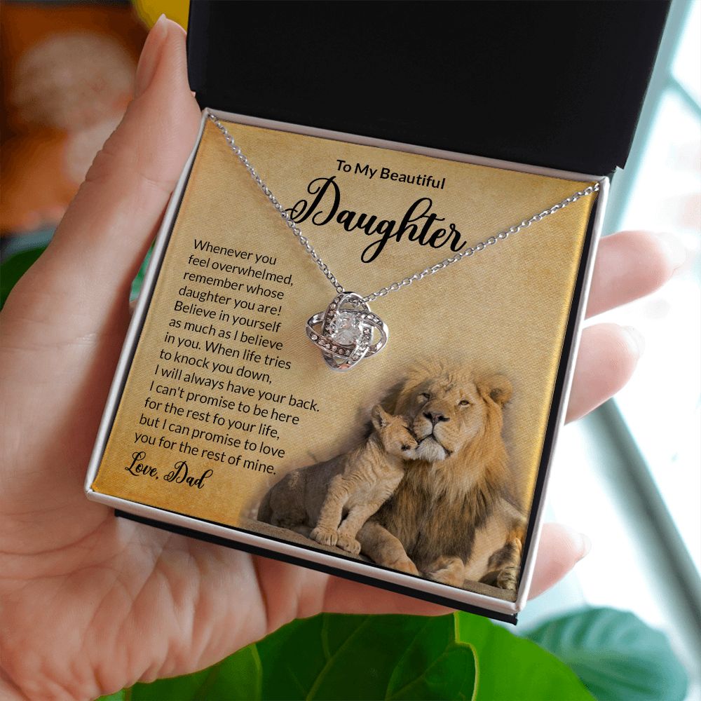 To My Daughter Believe In Yourself - Love Knot Necklace
