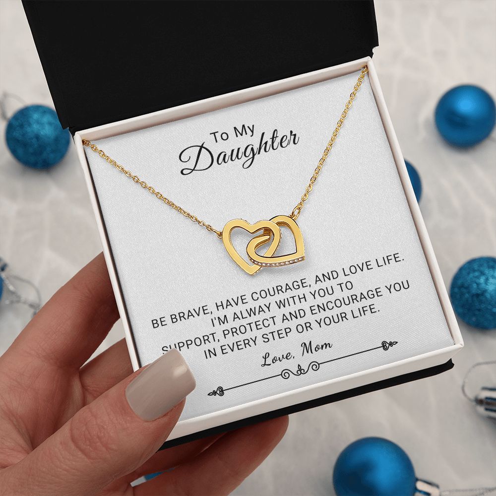 Daughter - Be Brave - Interlocking Hearts Necklace