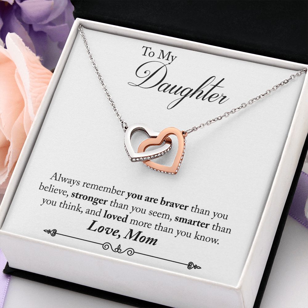 To My Daughter - Always Remember - Interlocking Heart Necklace