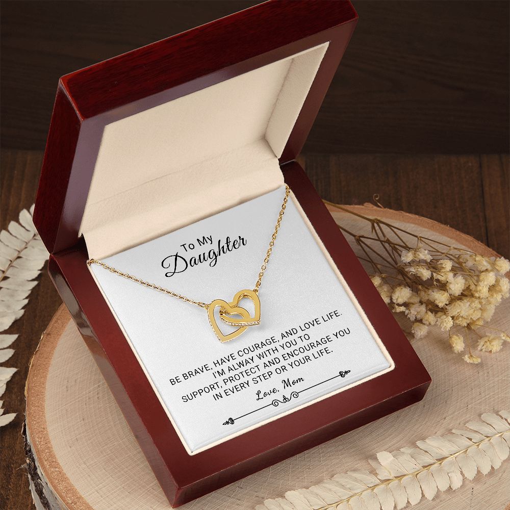 Daughter - Be Brave - Interlocking Hearts Necklace