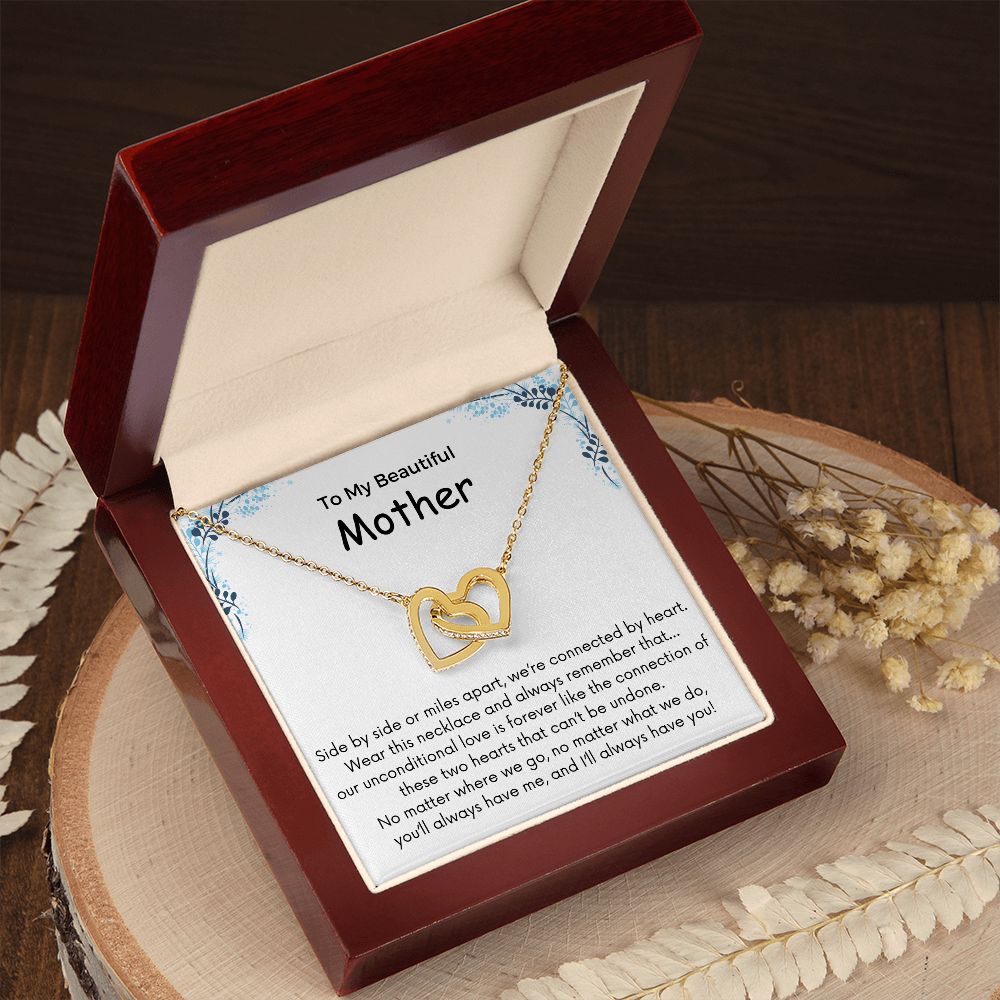 To My Beautiful Mother - Interlocking Hearts Necklace