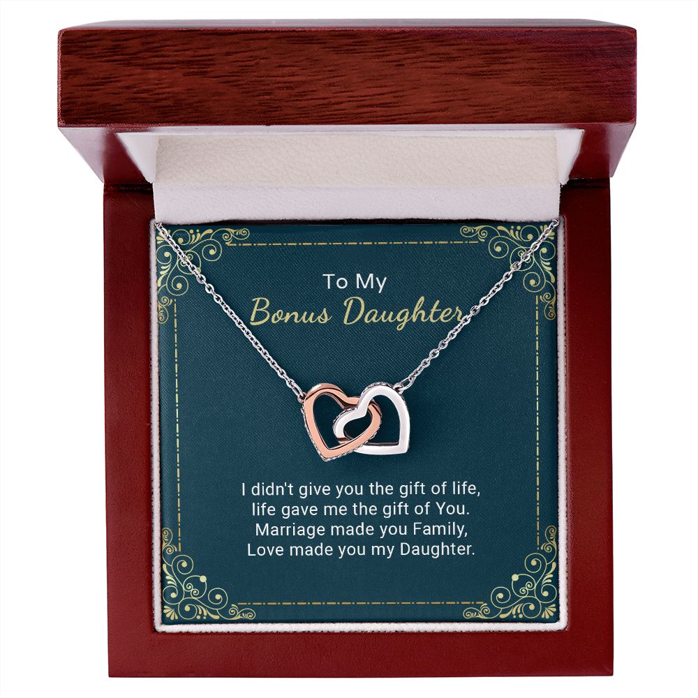 Bonus Daughter - Life Gave Me The Gift Of You - Interlocking Hearts Necklace