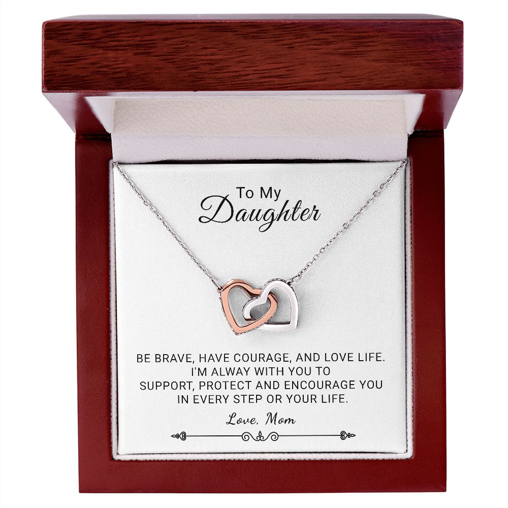 Daughter - Be Brave - Interlocking Hearts Necklace