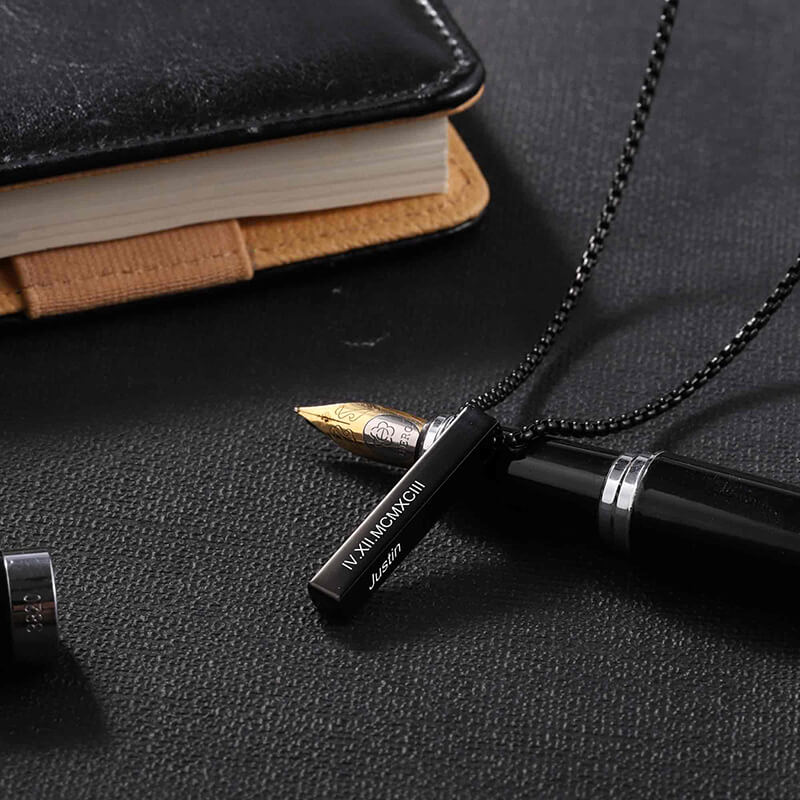 Custom Engraved 4 Sided 3D Bar Necklace for Men Necklaces GrindStyle