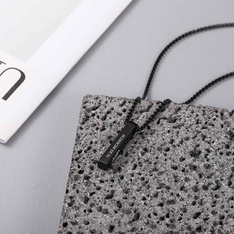 Custom Engraved 4 Sided 3D Bar Necklace for Men Necklaces GrindStyle