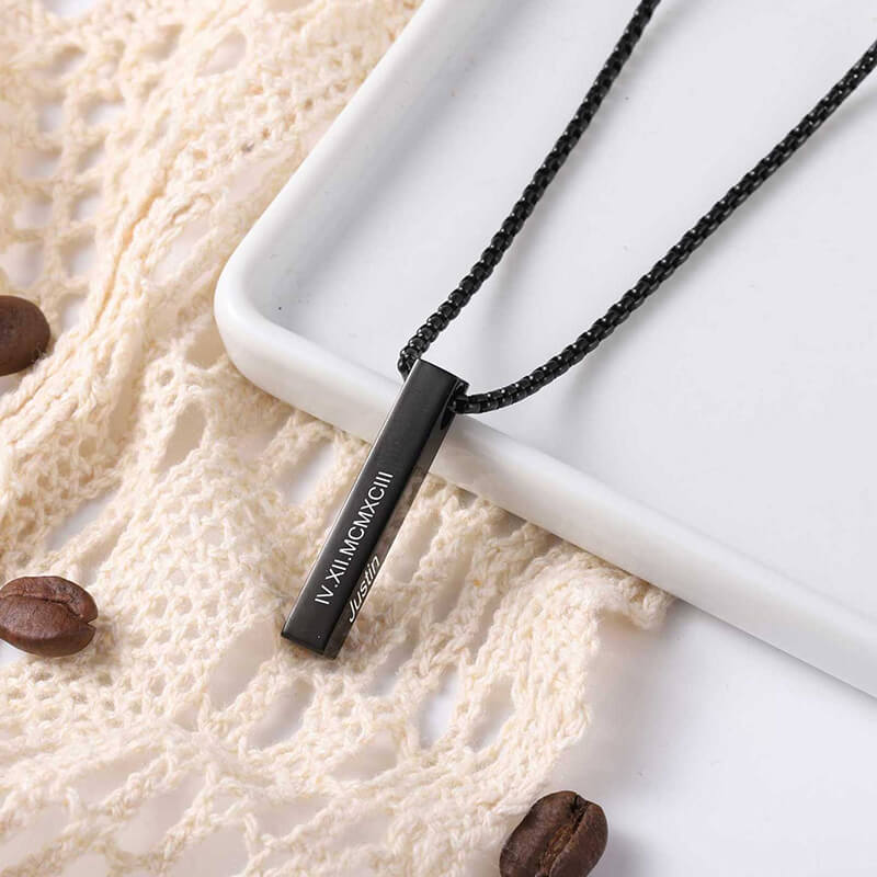 Custom Engraved 4 Sided 3D Bar Necklace for Men Necklaces GrindStyle