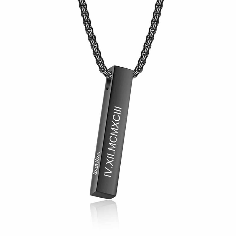 Custom Engraved 4 Sided 3D Bar Necklace for Men Necklaces GrindStyle