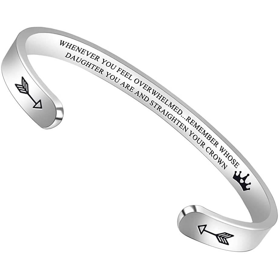 Straighten Your Crown Inspirational Cuff Bracelet bracelets GrindStyle Daughter Silver
