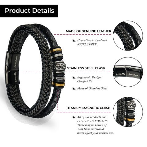 To My Son - Love You Forever - Braided Leather Bracelet with Message Card