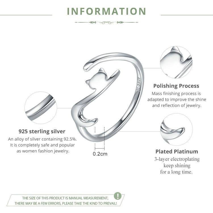 Cute Sterling Silver Cat Ring GrindStyle