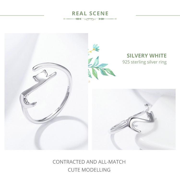 Cute Sterling Silver Cat Ring GrindStyle