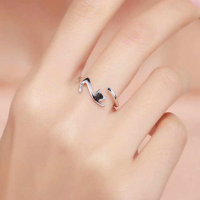 Cute Sterling Silver Cat Ring GrindStyle