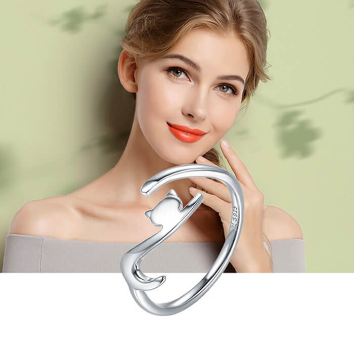 Cute Sterling Silver Cat Ring GrindStyle