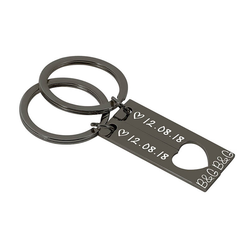 Personalized Matching Couple Keychain Keychain GrindStyle Black