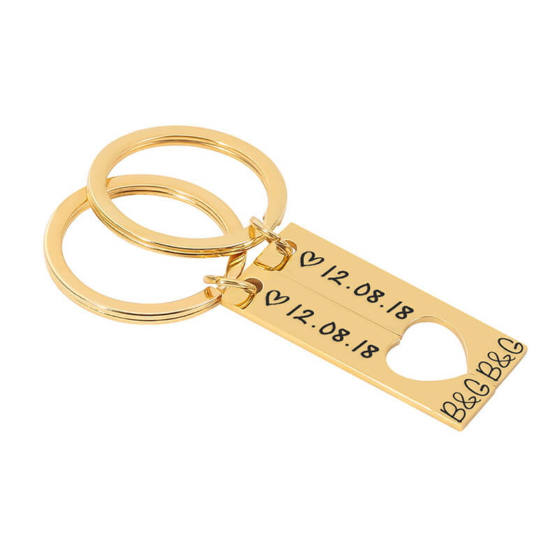 Personalized Matching Couple Keychain Keychain GrindStyle Gold
