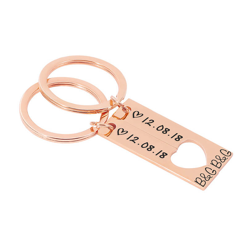 Personalized Matching Couple Keychain Keychain GrindStyle Rose Gold