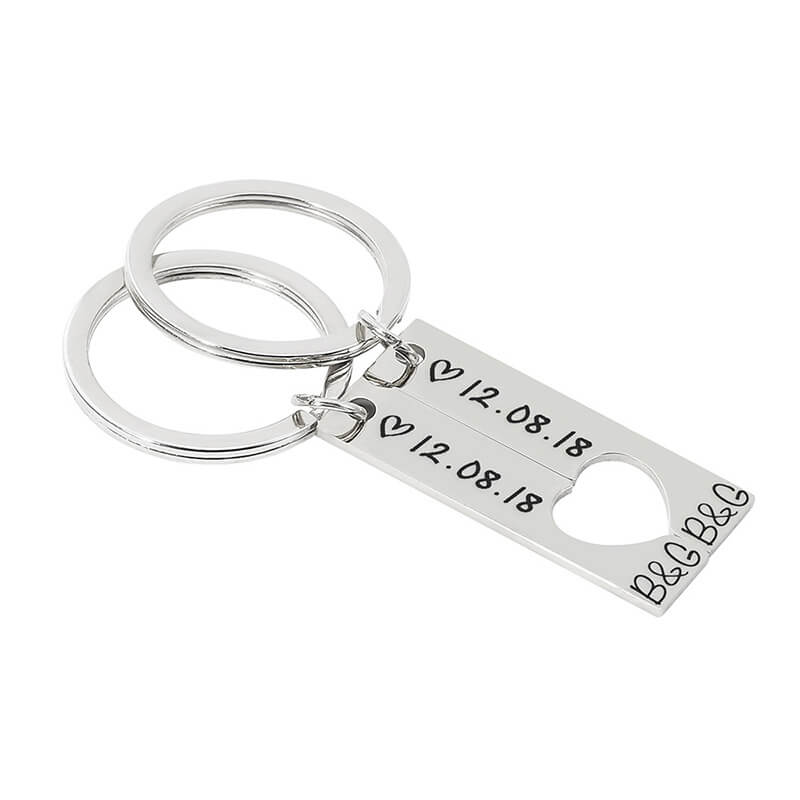 Personalized Matching Couple Keychain Keychain GrindStyle Silver