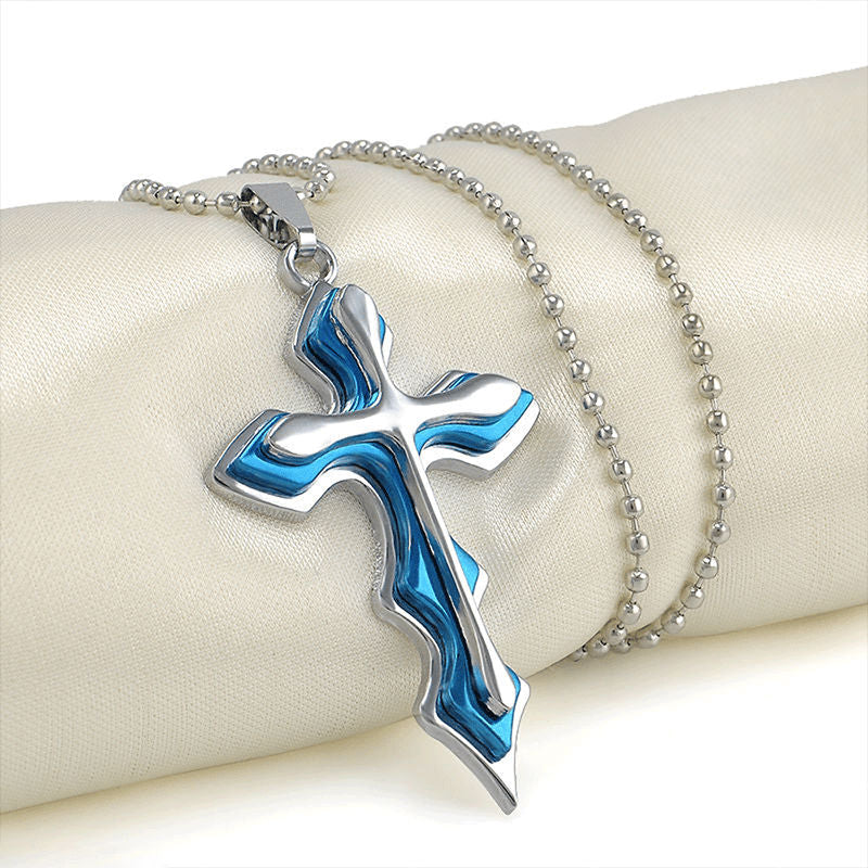 Blue Cross Pendant Necklace necklace GrindStyle