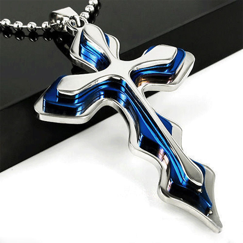 Blue Cross Pendant Necklace necklace GrindStyle