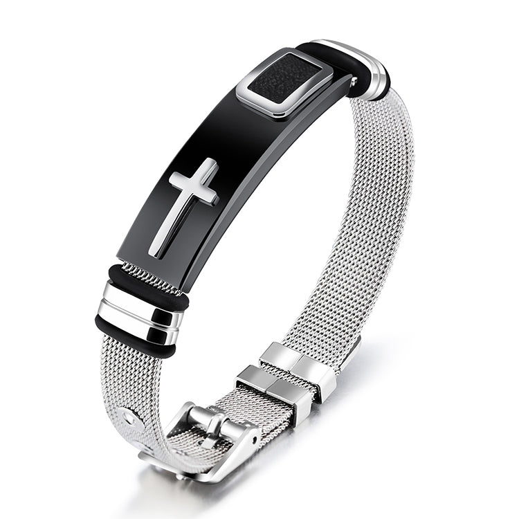 Adjustable Stainless Steel Cross Bracelet bracelets GrindStyle Black