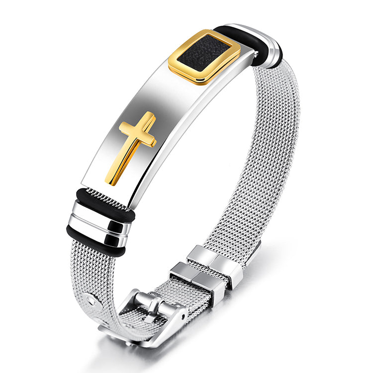 Adjustable Stainless Steel Cross Bracelet bracelets GrindStyle
