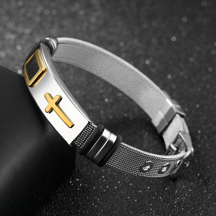 Adjustable Stainless Steel Cross Bracelet bracelets GrindStyle
