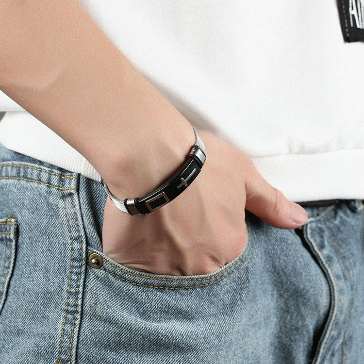 Adjustable Stainless Steel Cross Bracelet bracelets GrindStyle