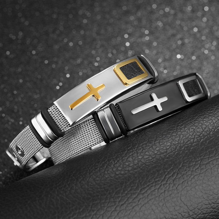 Adjustable Stainless Steel Cross Bracelet bracelets GrindStyle