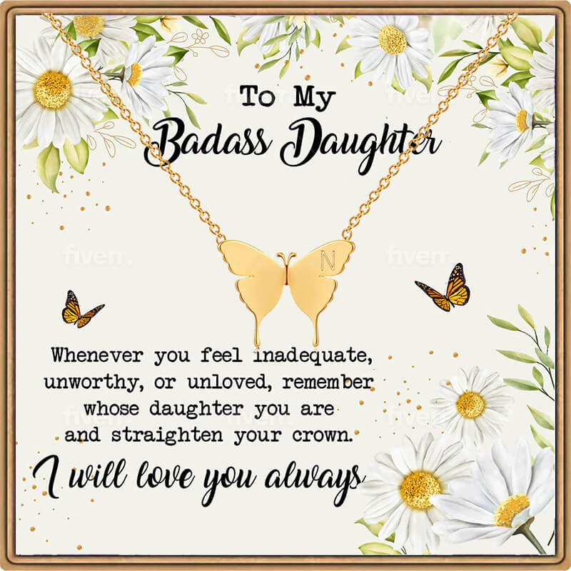 To My Daughter - Straighten Your Crown - 18K Gold Plated Dainty Butterfly Necklace Necklaces GrindStyle
