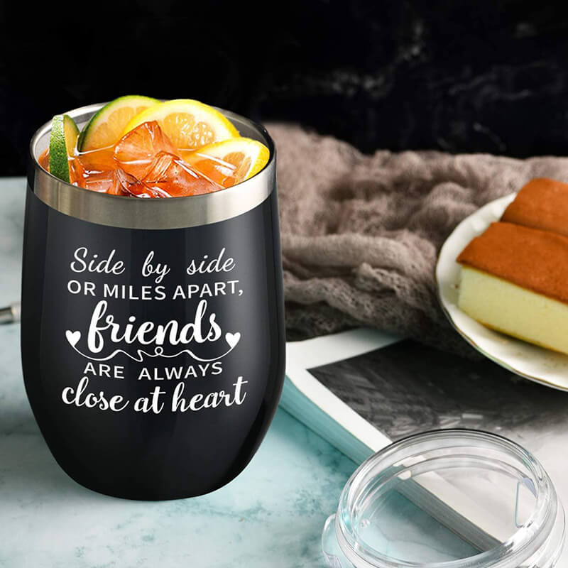 Friends Are Always Close at Heart Wine Tumbler Tumblers GrindStyle
