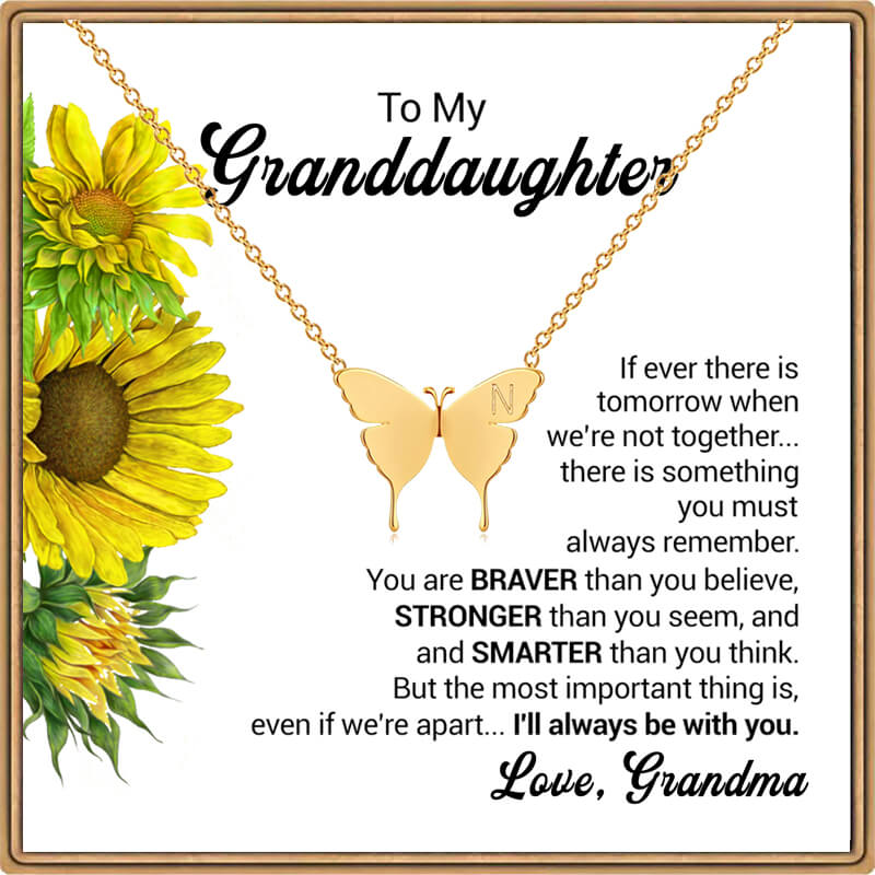 To My Granddaughter - I'll Always Be With You - Butterfly Necklace Necklaces GrindStyle