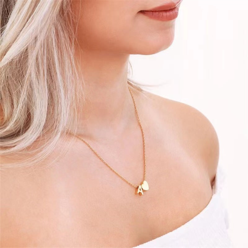 14K Gold Plated Initial Letter Necklace Necklaces GrindStyle