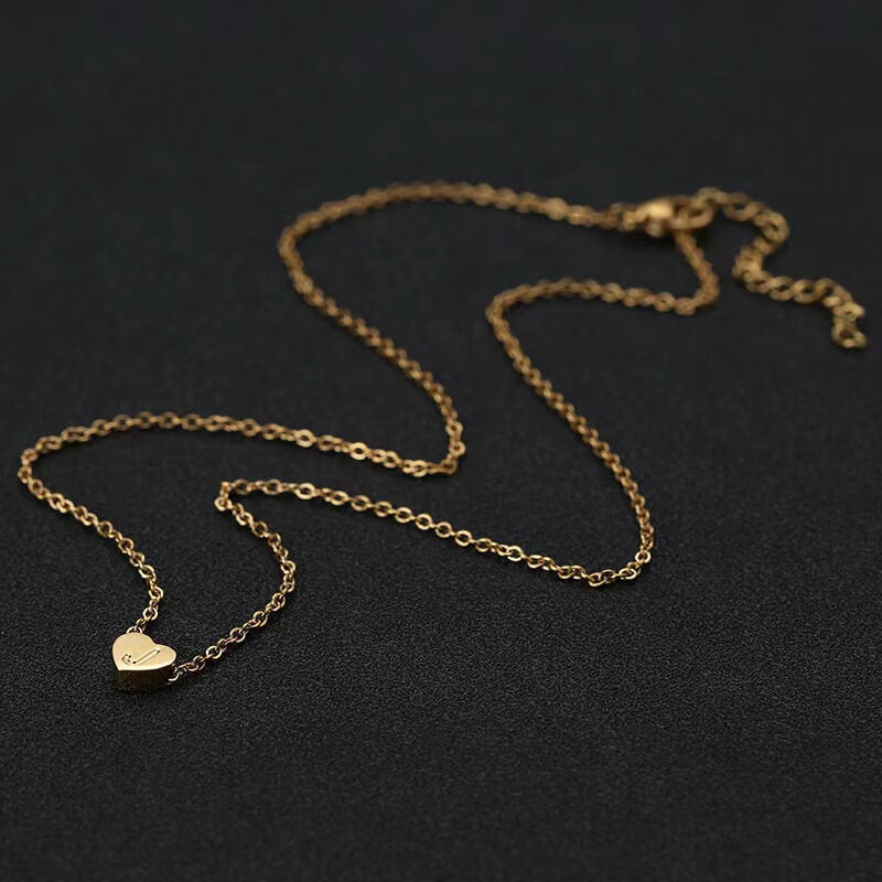 Personalized Dainty Initial Heart Necklace Necklaces GrindStyle