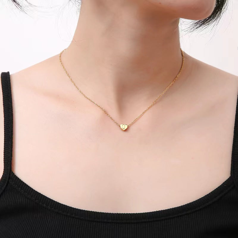 Personalized Dainty Initial Heart Necklace Necklaces GrindStyle