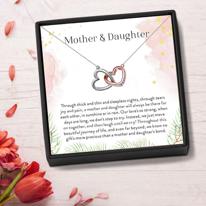Mother Daughter Interlocking Hearts Necklace