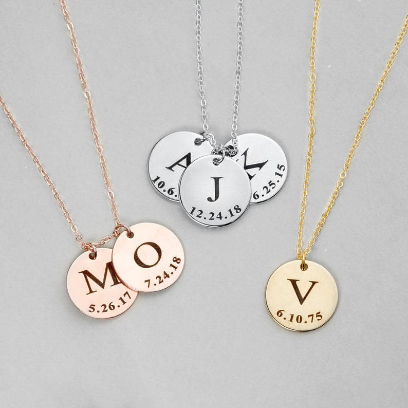 Personalized Initial & Date Pendant Necklace necklace GrindStyle