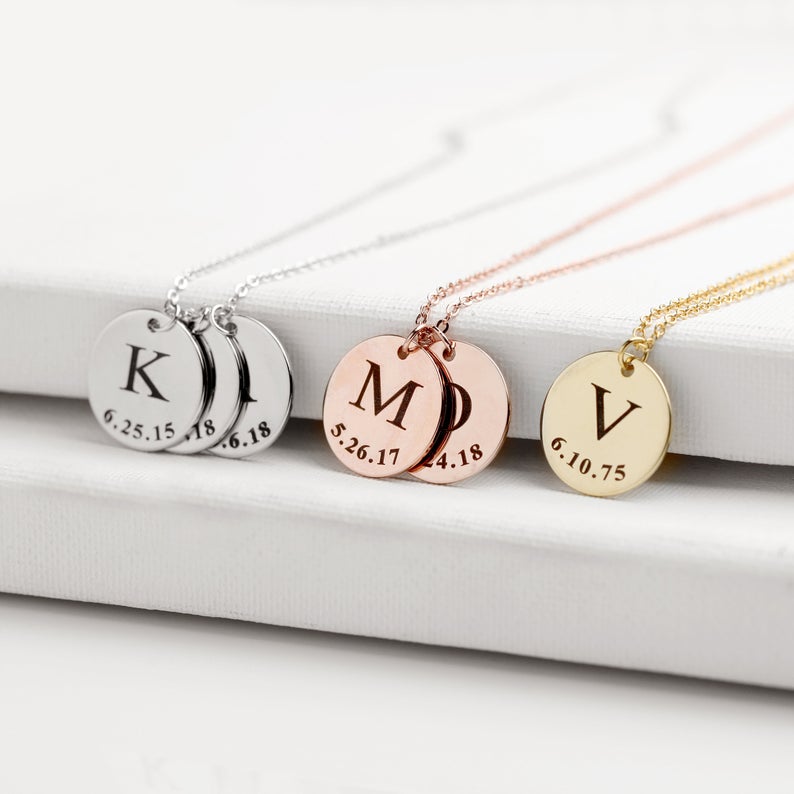 Personalized Initial & Date Pendant Necklace necklace GrindStyle