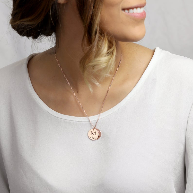 Personalized Initial & Date Pendant Necklace necklace GrindStyle
